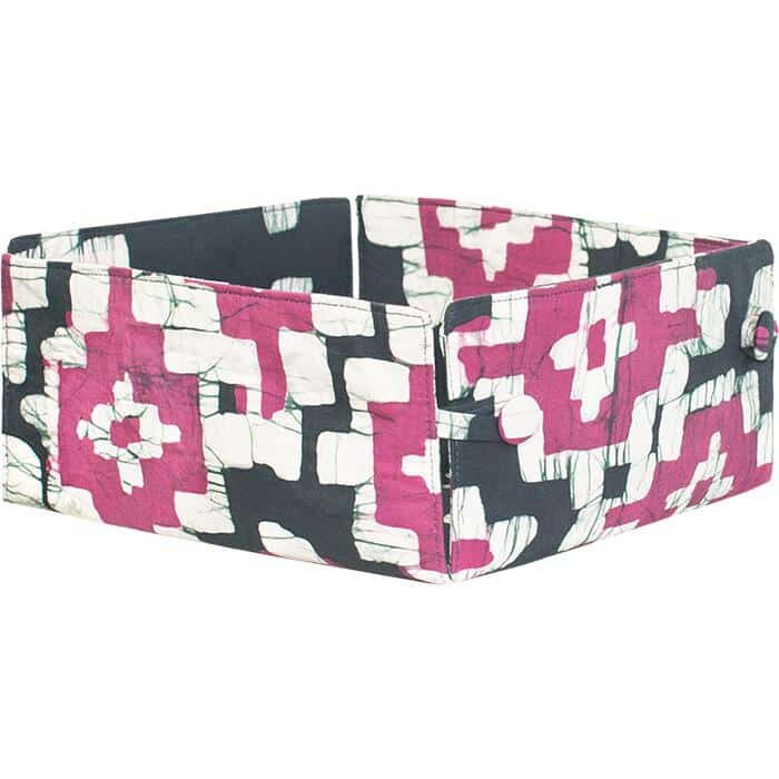 Button Basket: Ikat - Rose-Organic