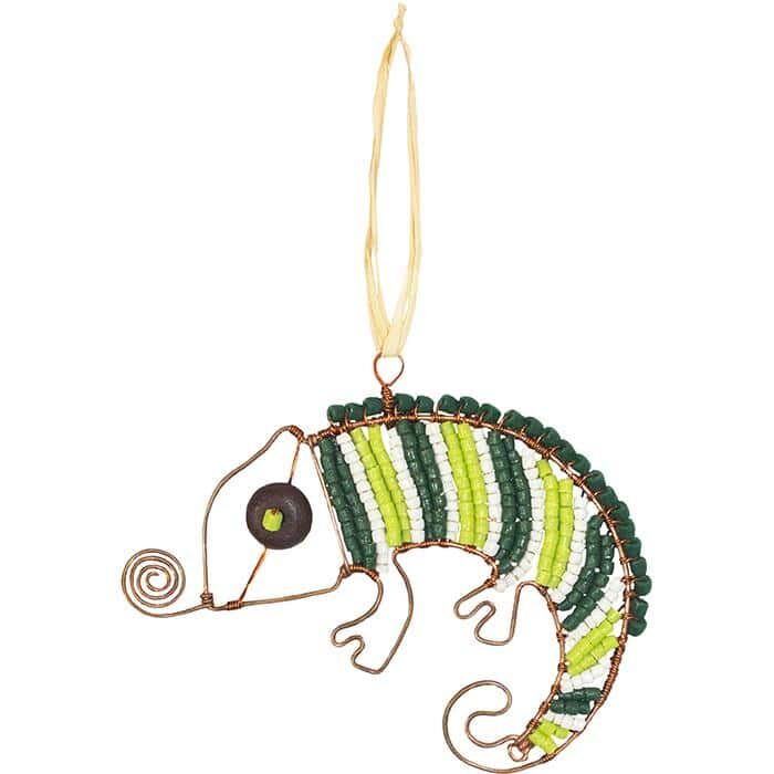 Green chameleon ornament