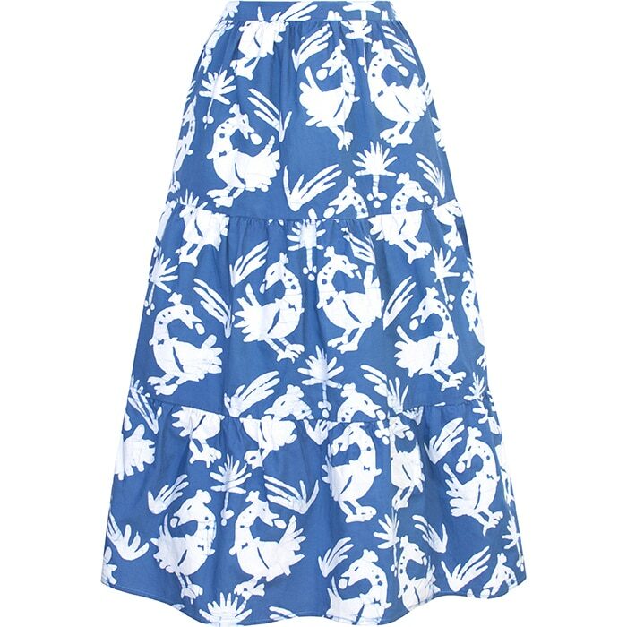Tiered Skirt: Sankofa - Stone Blue-Organic