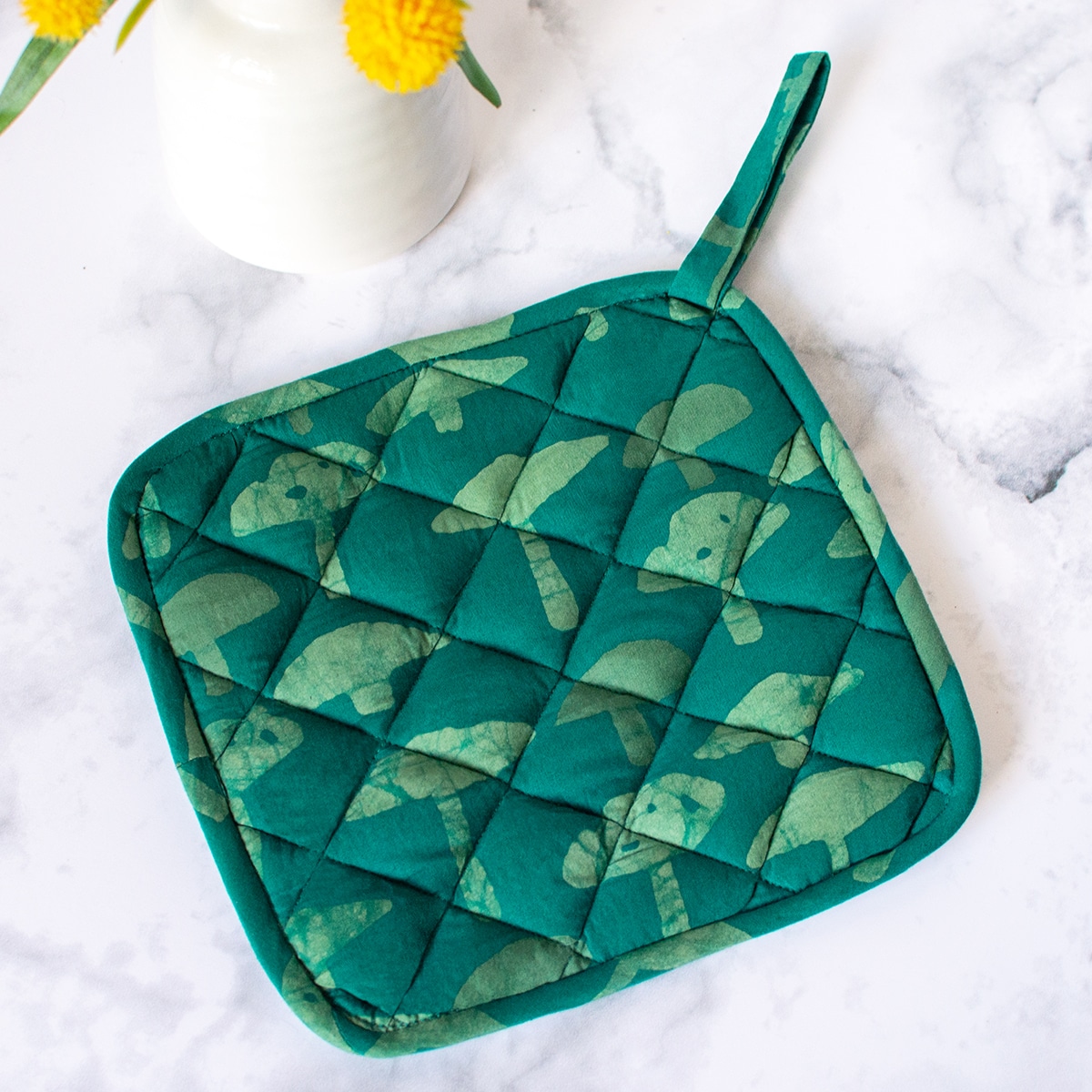 Pot Holder: Mushrooms - Green-Organic