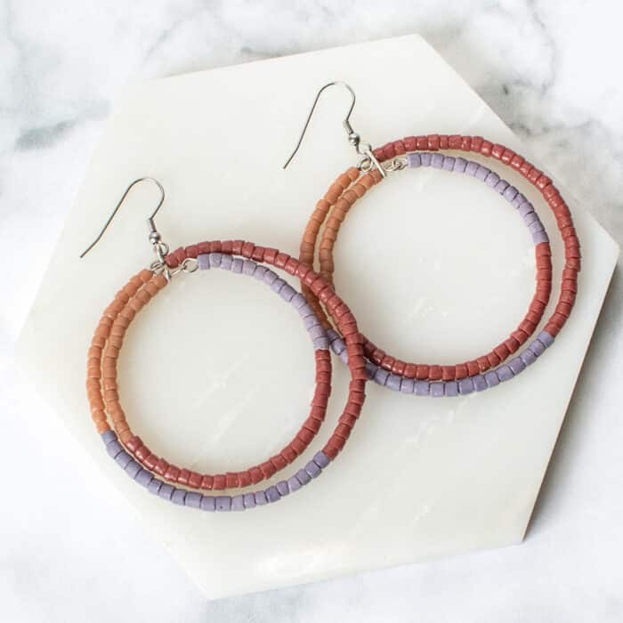 Color Block Hoops: Earrings - Rose