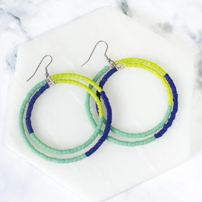 Color Block Hoops: Earrings - Sage