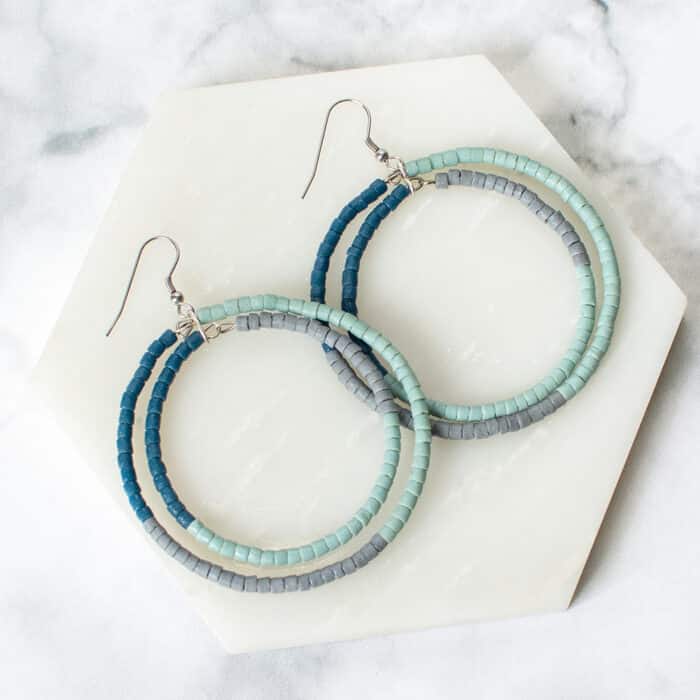 Color Block Hoops: Earrings - Sea Glass