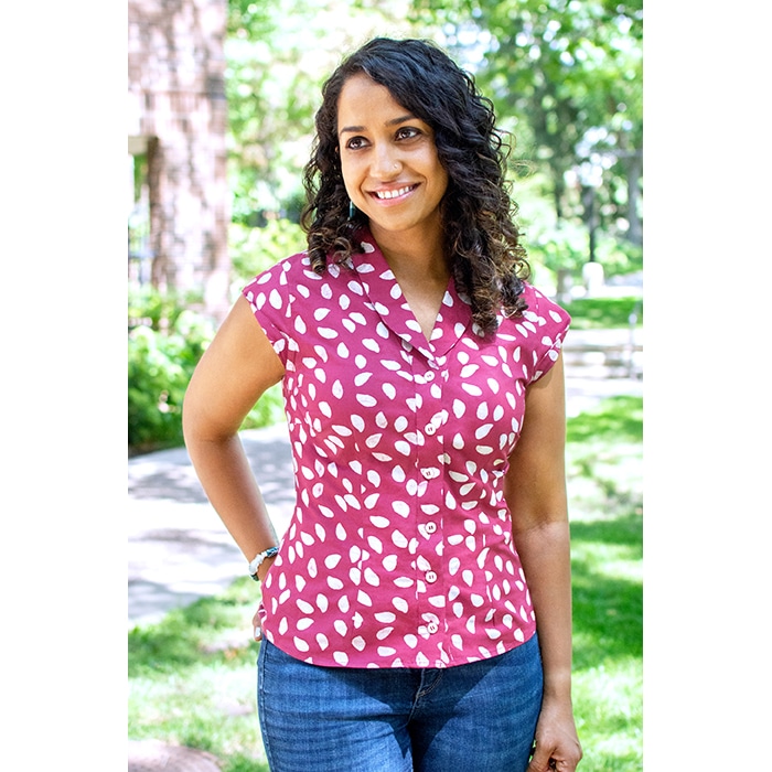 Retro Blouse: Leaf Dot - Rosewood - Image 2