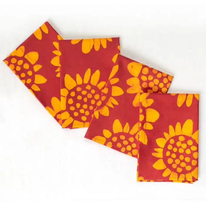 Napkin: Sunflower - Red-Organic