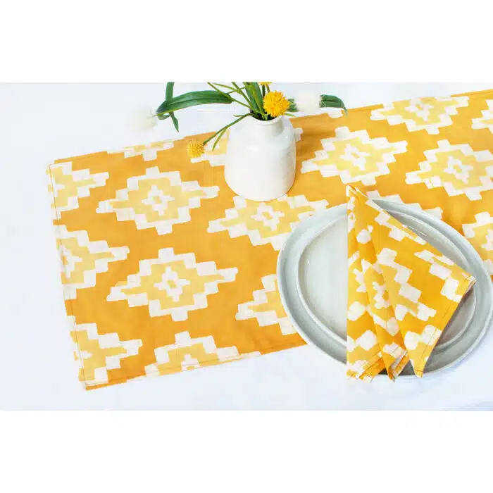 Table Runner-Short: Ikat - Gold-Organic