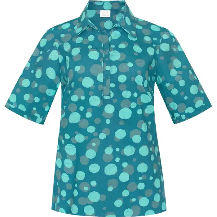 Tema Blouse: Toffee - Teal-Organic