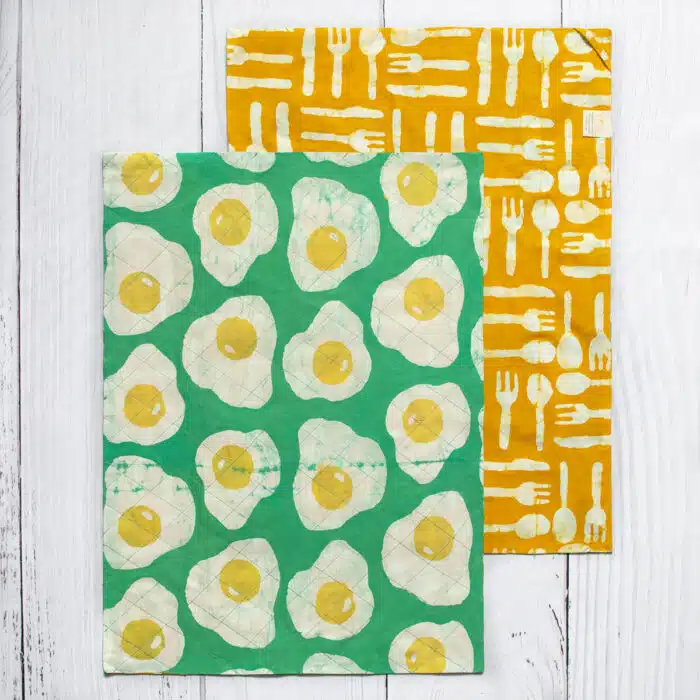 Tea Towels: Eggs - Gold-Organic