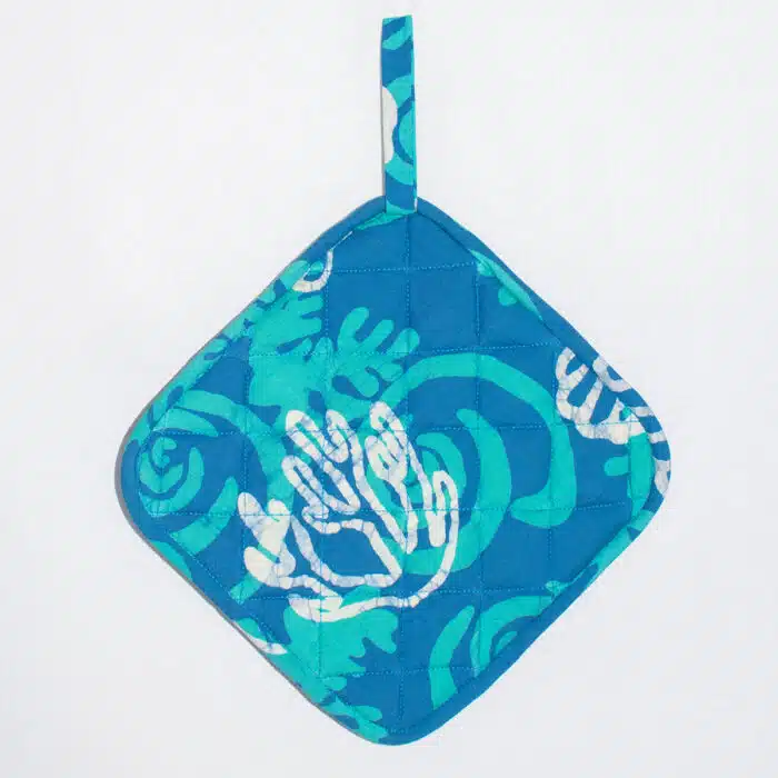 Pot Holder: Coral - Teal-Organic