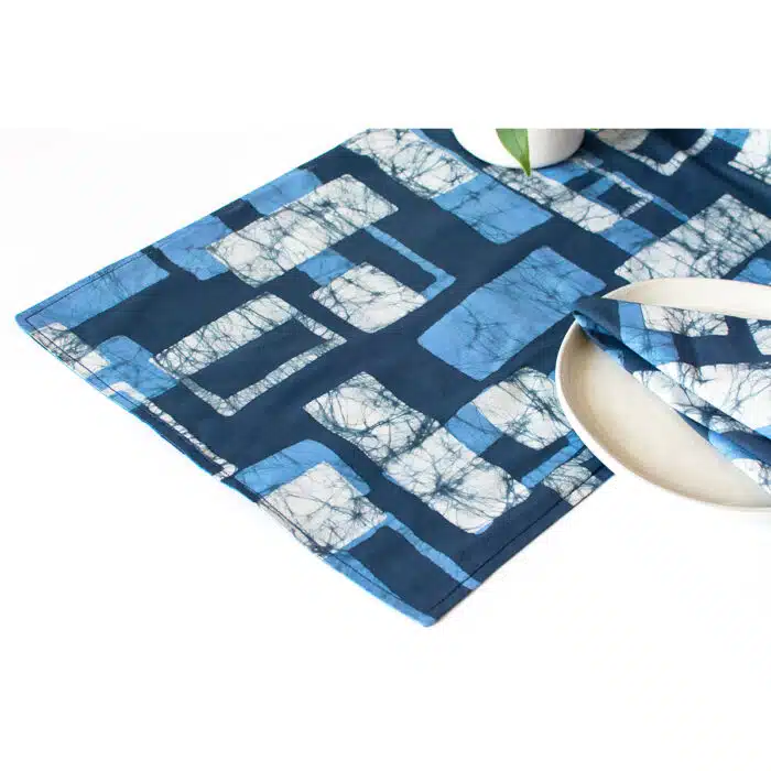 Table Runner-Short: Blocks - Navy-Organic