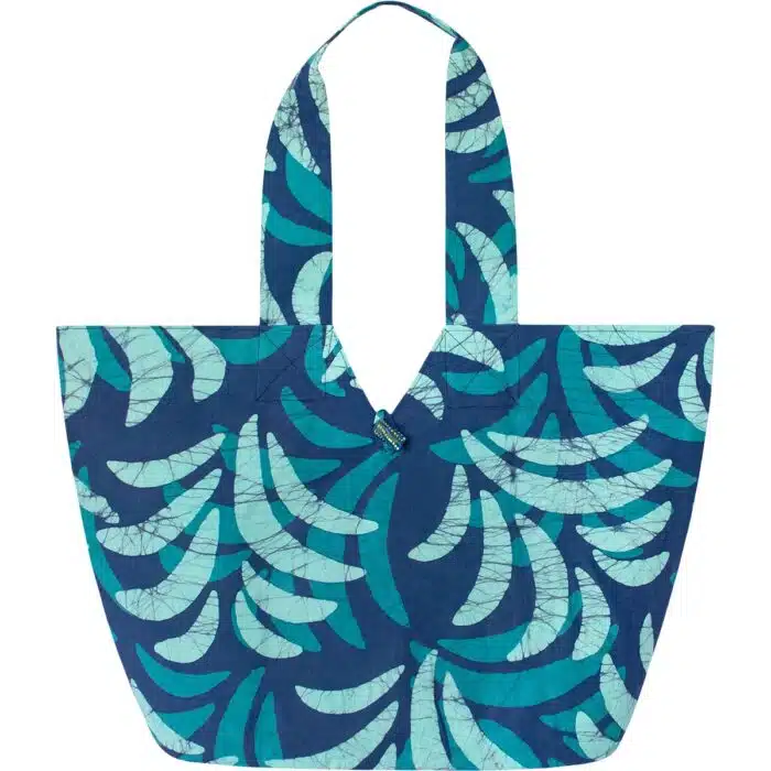 Basket Tote Bag: Ferns - Navy-Organic