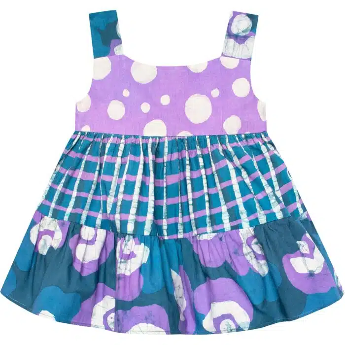 Carousel Dress: Poppies - Teal-Organic