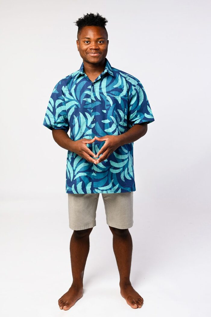 Button Down Shirt: Ferns - Navy