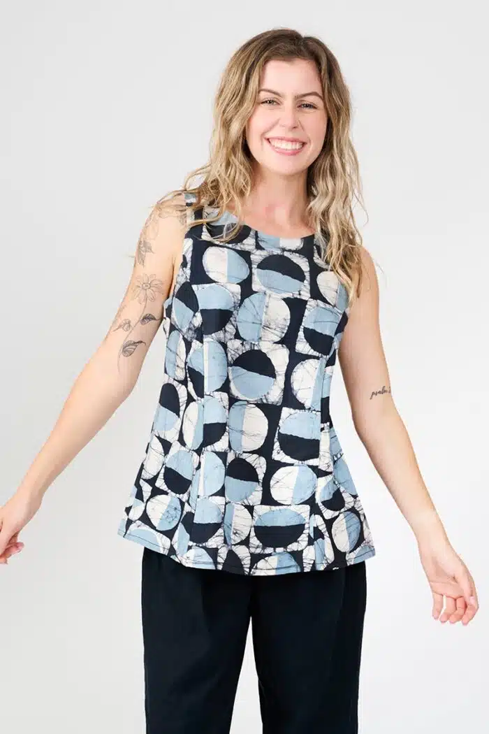 Boardwalk Blouse: Mod Circles - Black