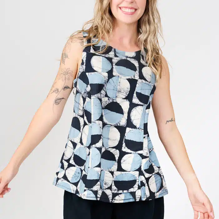 Boardwalk Blouse: Mod Circles - Black-Organic