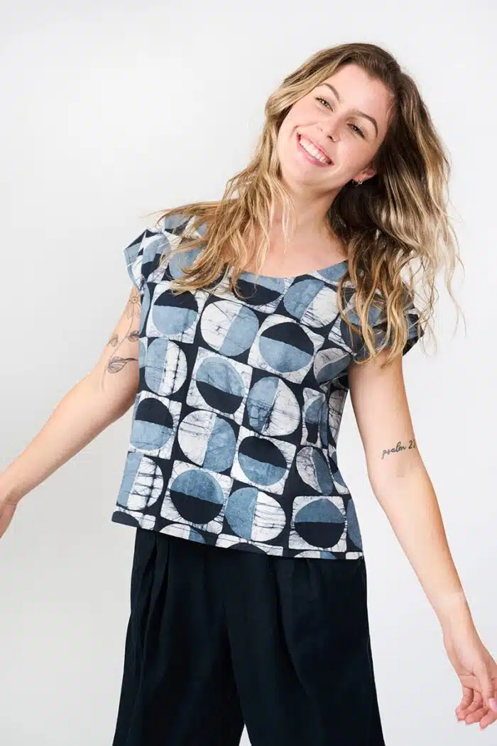 Boxy Blouse: Mod Circles - Black