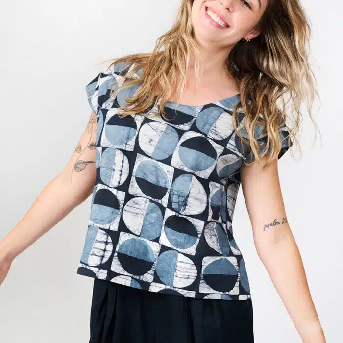 Boxy Blouse: Mod Circles - Black-Organic