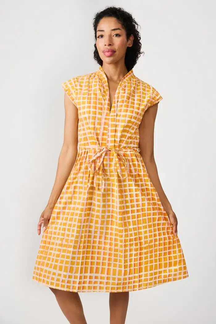 Retro Dress: Plaid-Gold