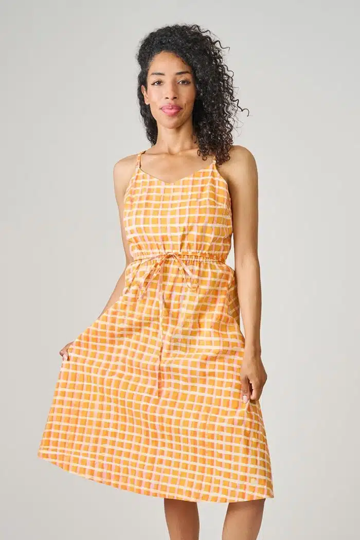 Sunset Dress: Plaid-Gold