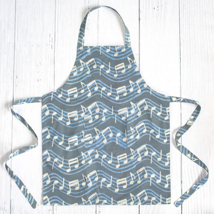 Apron Reversible: Music Notes - Charcoal-Organic